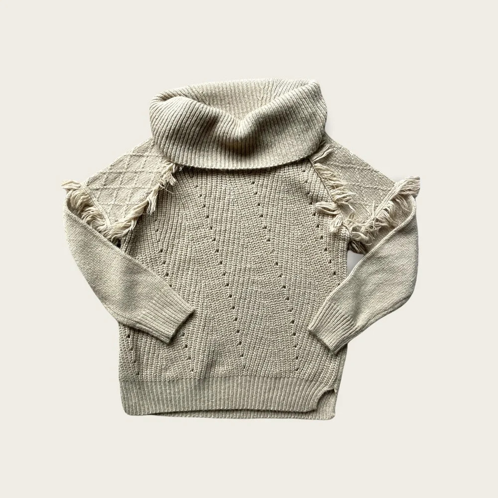 Knox Rose tan chunky knit cowl neck sweater size Med - Picture 2 of 4